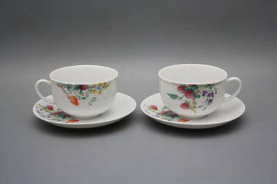 Tasse niedrig 0,2l und Untertasse Opal Blumenwiese Motiv A HBB č.1