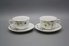 Tasse niedrig 0,2l und Untertasse Opal Blumenwiese Motiv B HBB