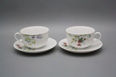 Tasse niedrig 0,2l und Untertasse Opal Blumenwiese Motiv C HBB č.1