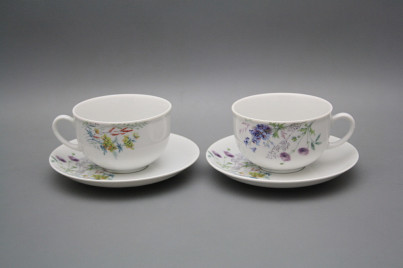 Tasse niedrig 0,2l und Untertasse Opal Blumenwiese Motiv D HBB č.1