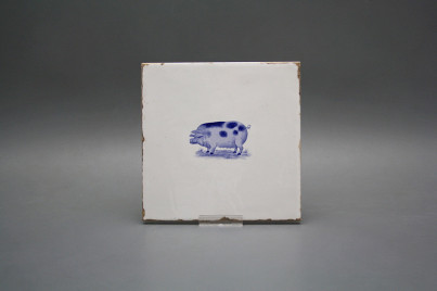 Forli Blanco Wandfliese 15x15cm Blauer Bauernhof Schwein č.1