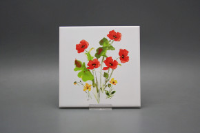 Fliese 15x15cm Poppy Motiv A weiß glänzend