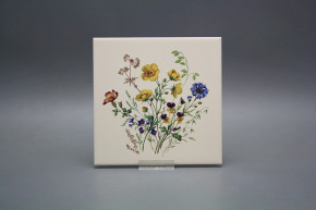 Fliese 15x15cm Blumenwiese Motiv B hellbeige matt