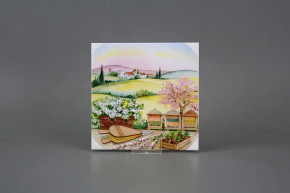 Fliese 15x15cm Jahreszeit - Frühling weiß glänzend