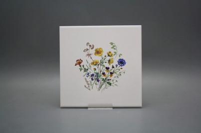 Fliese 20x20cm Blumenwiese Motiv B weiß matt č.1