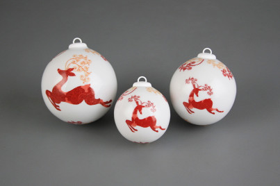 Weihnachtskugel 7cm Reindeers Red č.1